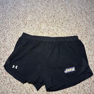 Under Armor Women's Black Athletic Shorts with JMU Logo